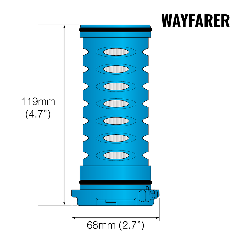 Carica immagine in Galleria Viewer, Graphic showing the dimensions of a Wayfarer Filter Cartridge