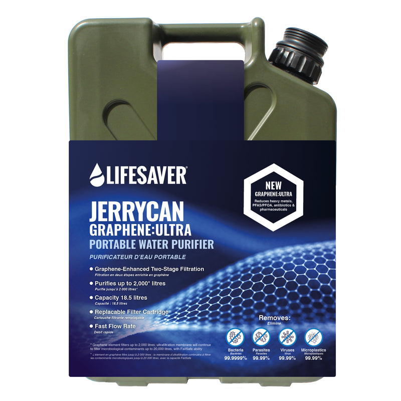 Load image into Gallery viewer, Green Lifesaver Jerrycan Graphene-Ultra portable water purifier on a white background
