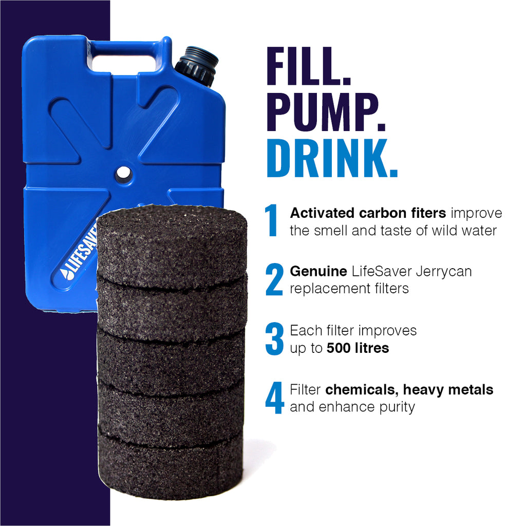 Filtri a carboni attivi LifeSaver Jerrycan (confezione da cinque)