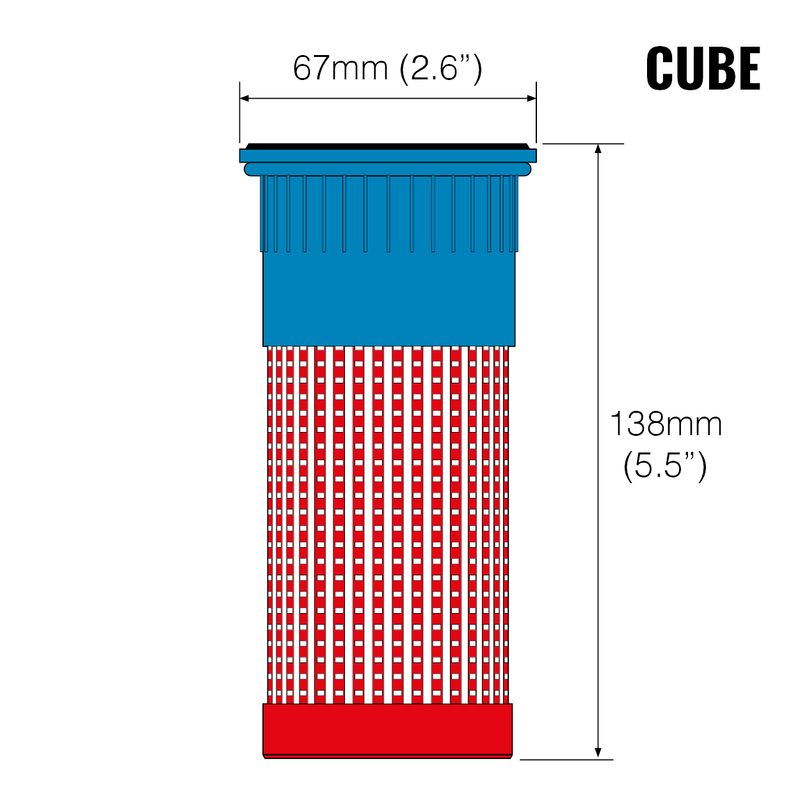 Carica immagine in Galleria Viewer, Graphic showing the dimensions of a Cube Filter Cartridge
